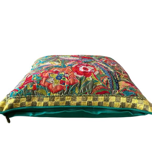 Mackenzie Childs Cockatiel Chartreuse Throw Pillow Brand New - Picture 12 of 16